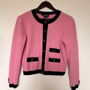 Episode Pink & Black Contrast Trim Cardigan